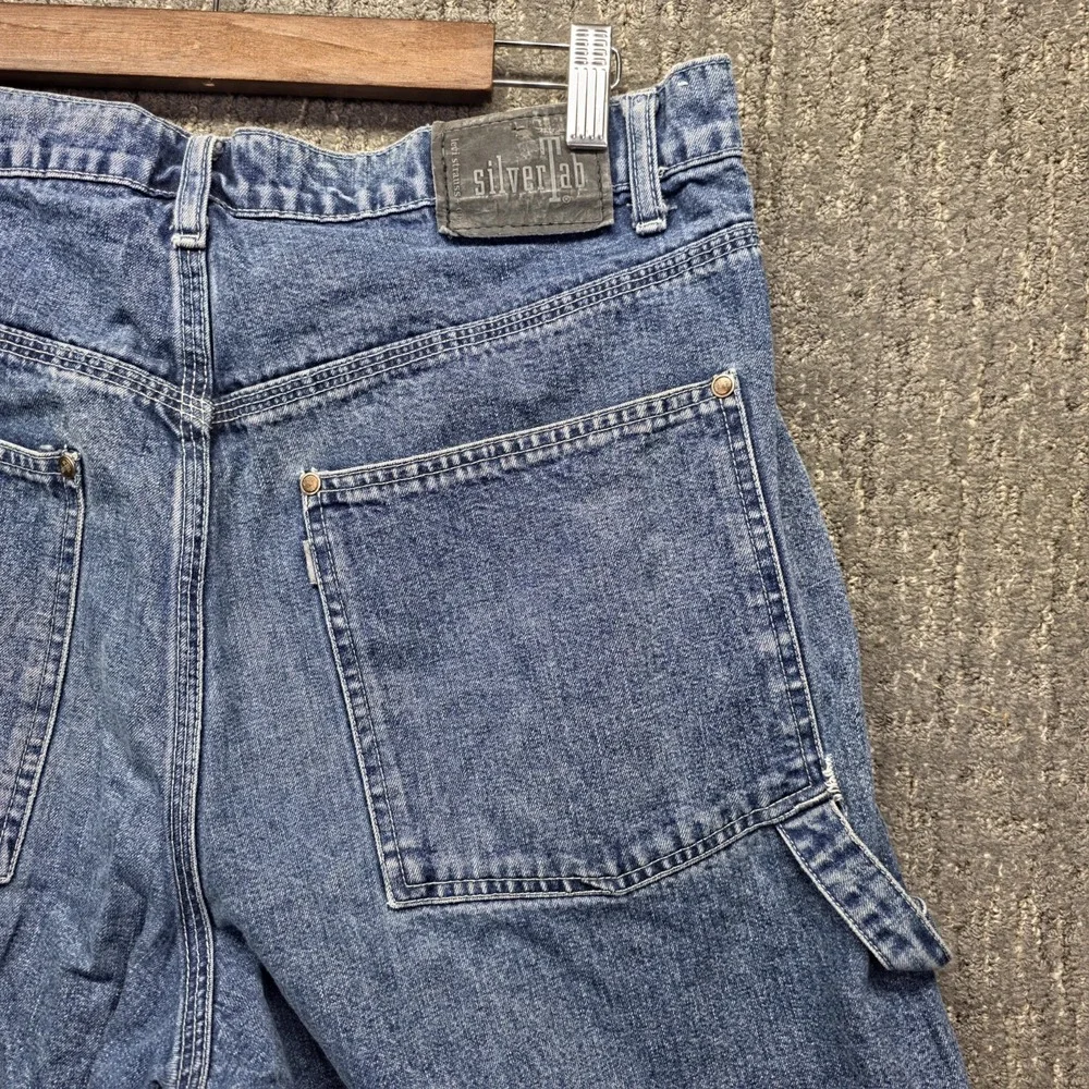 Vintage Levis SilverTab Carpenter Shorts Mens 34 Baggy Denim Blue 90s Y2K Skater